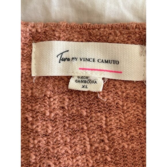 Cardigan Sweater XL Distressed Raw Edge LS Cotton Two by Vince Camuto Salmon - Picture 7 of 10